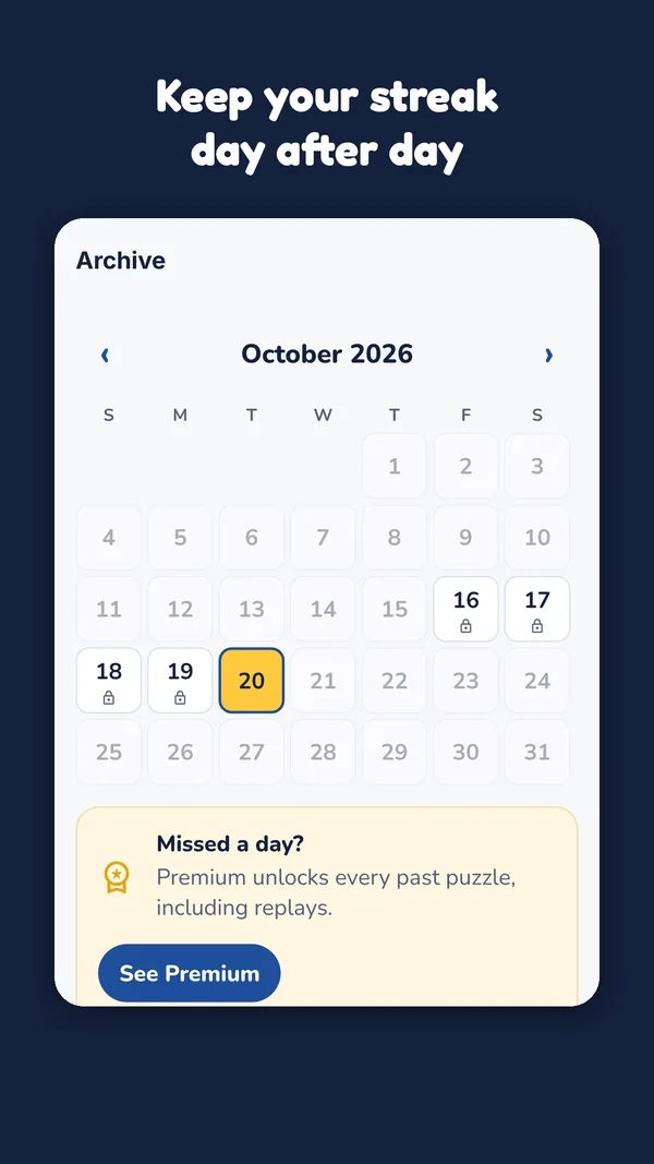 Calendar Archive with the Premium invitation