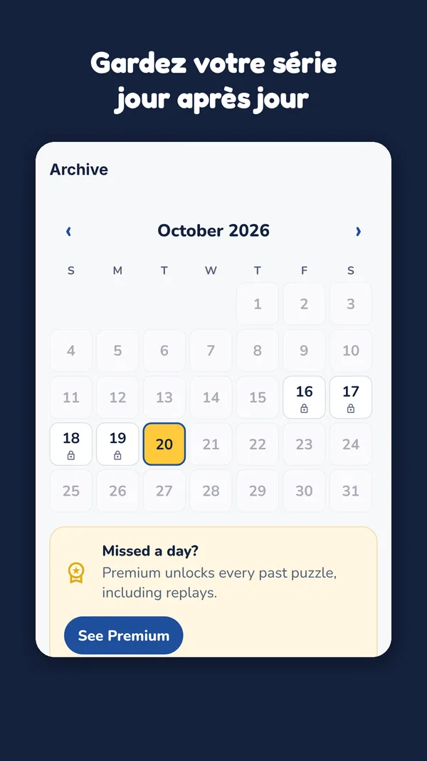 Archive en calendrier avec l'invitation Premium